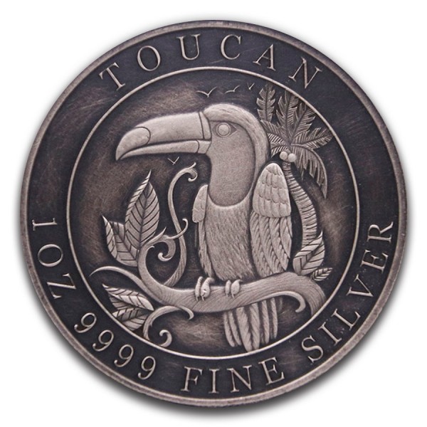 toucan obverse 2018 1oz antique finish silver coin niue