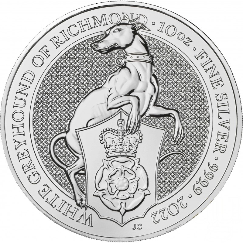 uk 10 oz silver queen s beast 2022 white greyhound of richmond bu