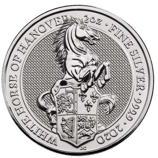 2 oz queen s beasts white horse of hanover silver coin 2020