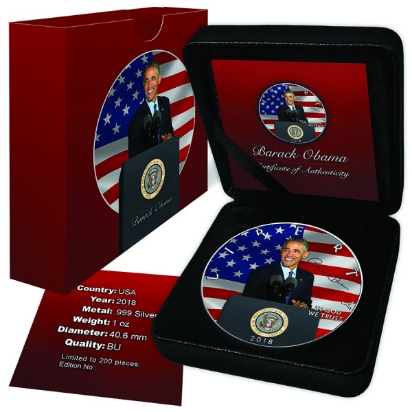 2018 1oz american silver eagle 10th anniversary president barack obama coin box 1