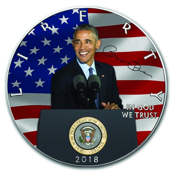 2018 1oz american silver eagle 10th anniversary president barack obama coin obverse