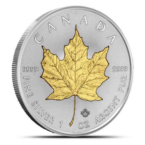 2021 1 oz Canadian Silver Maple Leaf Coin Gilded BU rev