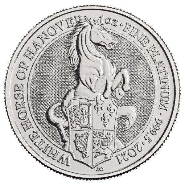 2021 1 oz platinum queens beasts white horse bu front