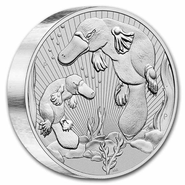 2021 australia 10 oz silver platypus bu piedfort 232074 rev