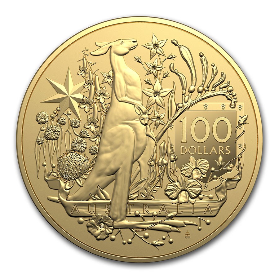 2021 australia 100 1 oz gold coat of arms bu 228606 obv