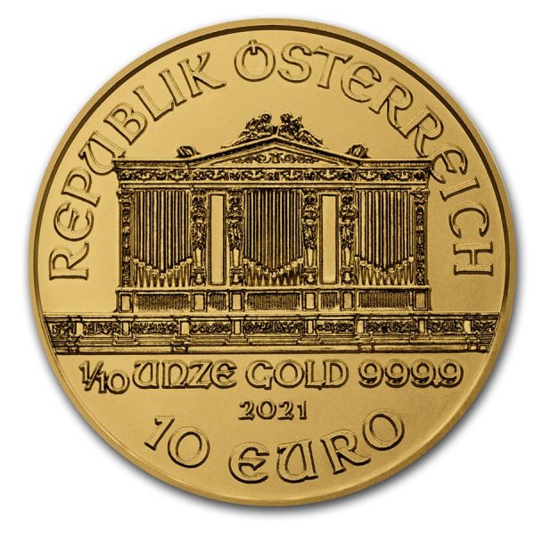 2021 austria 1 10 oz gold philharmonic bu 224794 obv