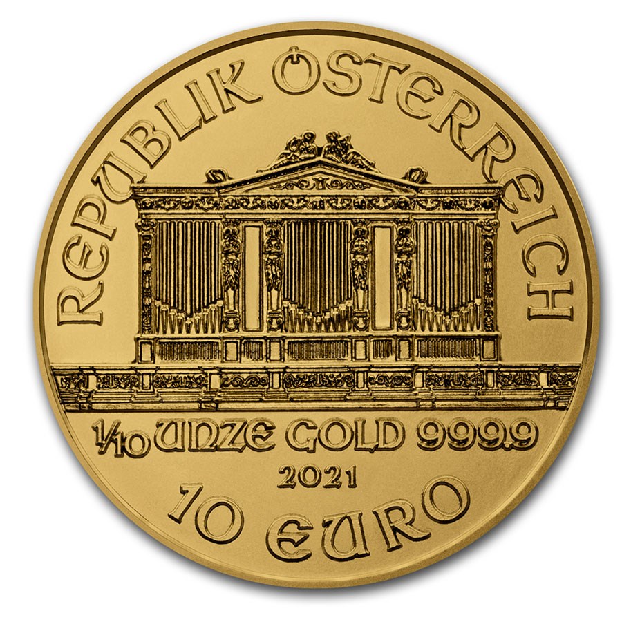 2021 austria 1 10 oz gold philharmonic bu 224794 obv