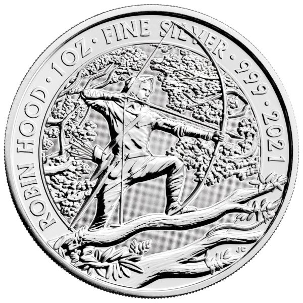 2021 bullion robin hood 1 oz silver coin reverse uks52899