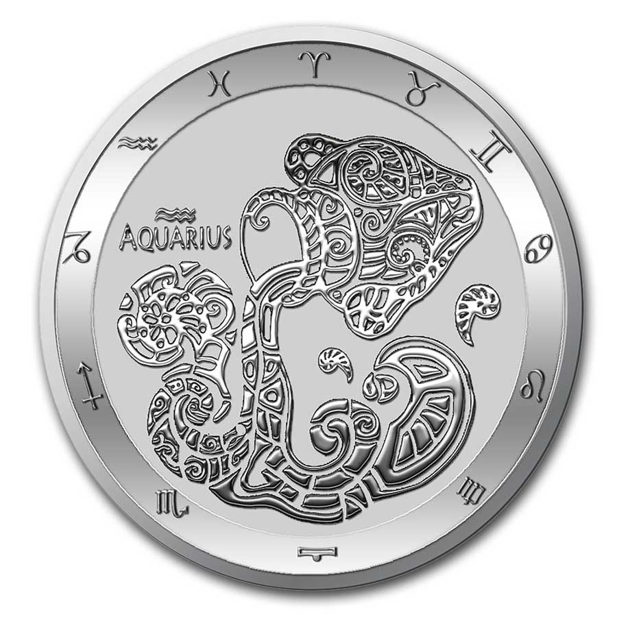 2021 tokelau 1 oz silver 5 zodiac series aquarius bu 224040 obv