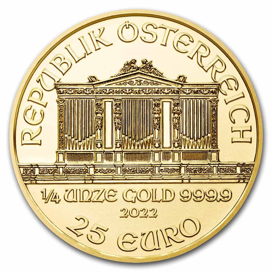 2022 austria 1 4 oz gold philharmonic bu 243822 rev