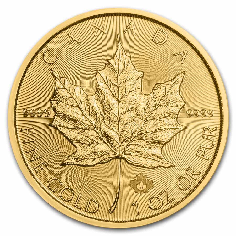 2022 canada 1 oz gold maple leaf bu 238710 slab