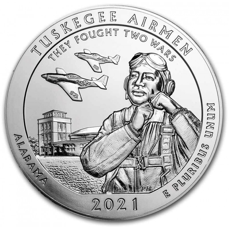 5 oz silver america the beautiful tuskegee airmen national historic 2021 front