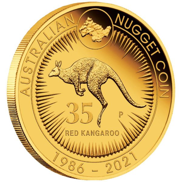 Kangaroo Nugget 35th Anniversary 2 troy ounce gouden munt 2021 1