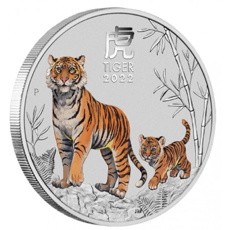 pm lunar 3 tiger 1 oz silver 2022 bu 1 australia coloured