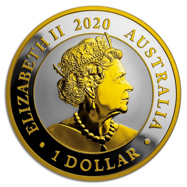 silver gilded 2020 australia 1 oz silver swan bu obv