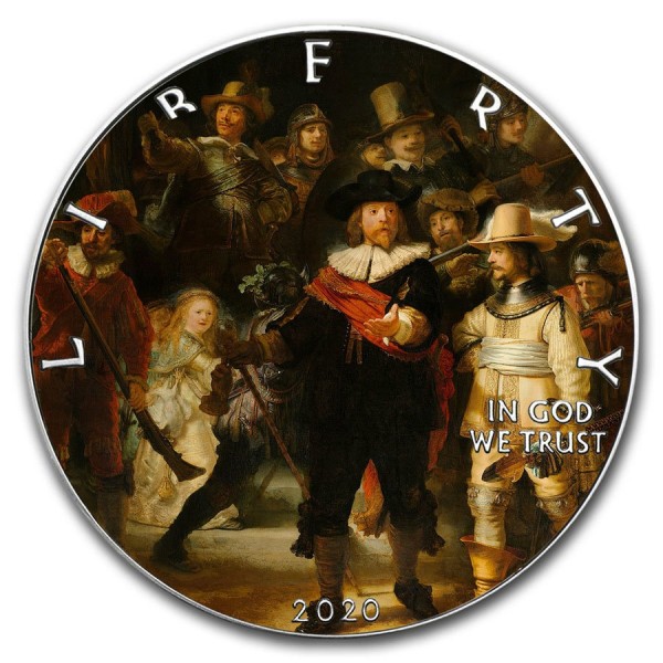 the night watch rembrandt eagle 2020 1oz silver coin reverse