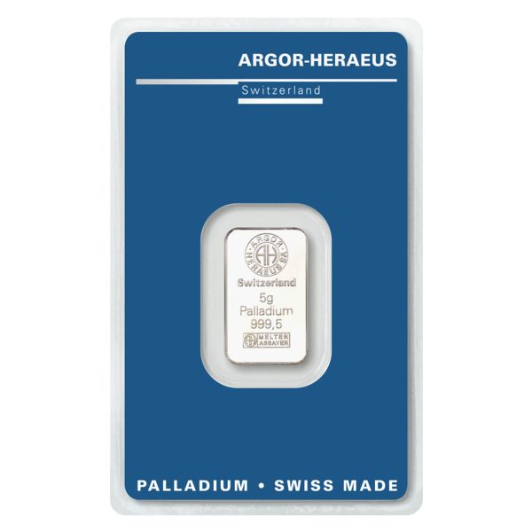 Argor Heraeus 5 gram palladium baar
