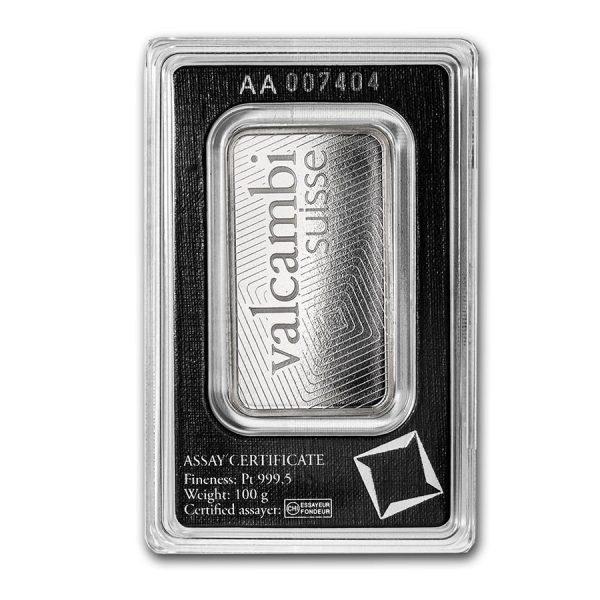 Valcambi 100 gram platina baar - Afbeelding 2