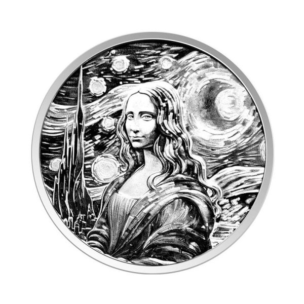 Mona Lisa x Van Gogh 1 troy ounce zilveren munt 2024 Prooflike
