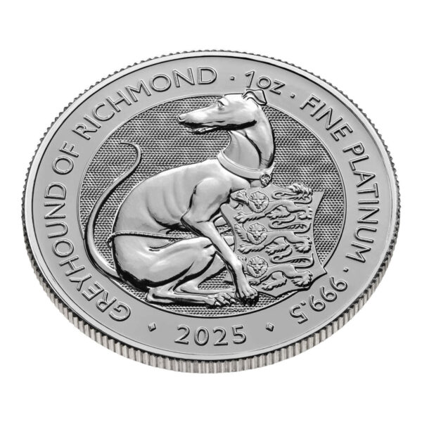 Tudor Beasts Greyhound of Richmond 1 troy ounce platina munt 2025 - Afbeelding 3