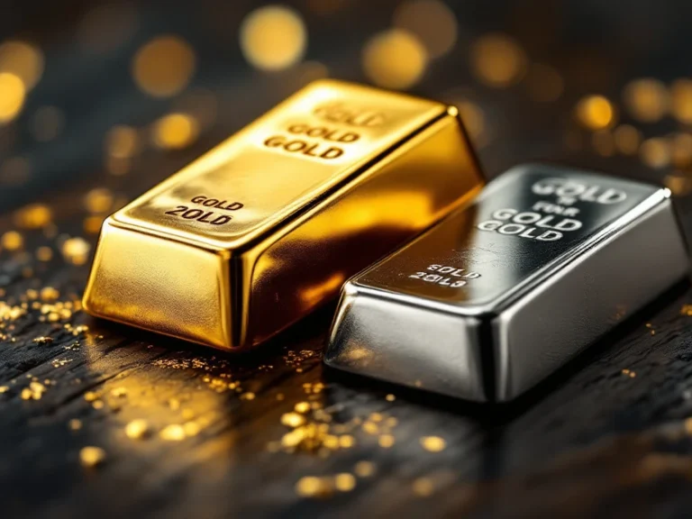 Gouden en zilveren edelmetaalstaven op donkere houten ondergrond voor beleggingsvergelijking