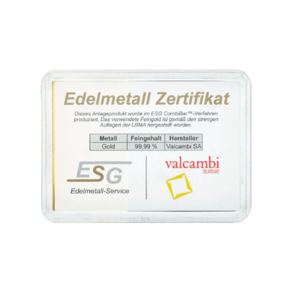 Valcambi 5x1 gram goudbaar - Afbeelding 2