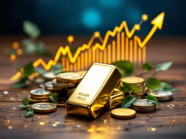 Zilveren munten en staven op houten tafel met stijgende financiële grafiek op achtergrond, edelmetaal investering concept