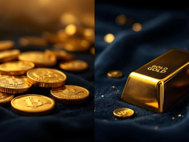 Gouden munten en goudstaven op fluwelen ondergrond met dramatische verlichting voor investeringen