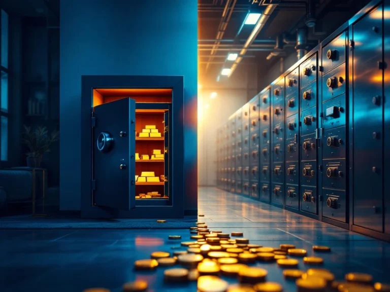 Vergelijking huiskluis met goudstaven versus professionele bankkluis met veiligheidsdepositieboxen voor edelmetaalopslag