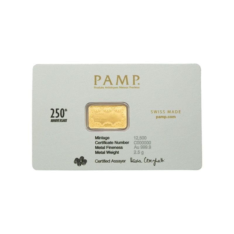 Pamp Suisse 2.5 gram 250th Anniversary of the United States Vintage goudbaar - Afbeelding 2