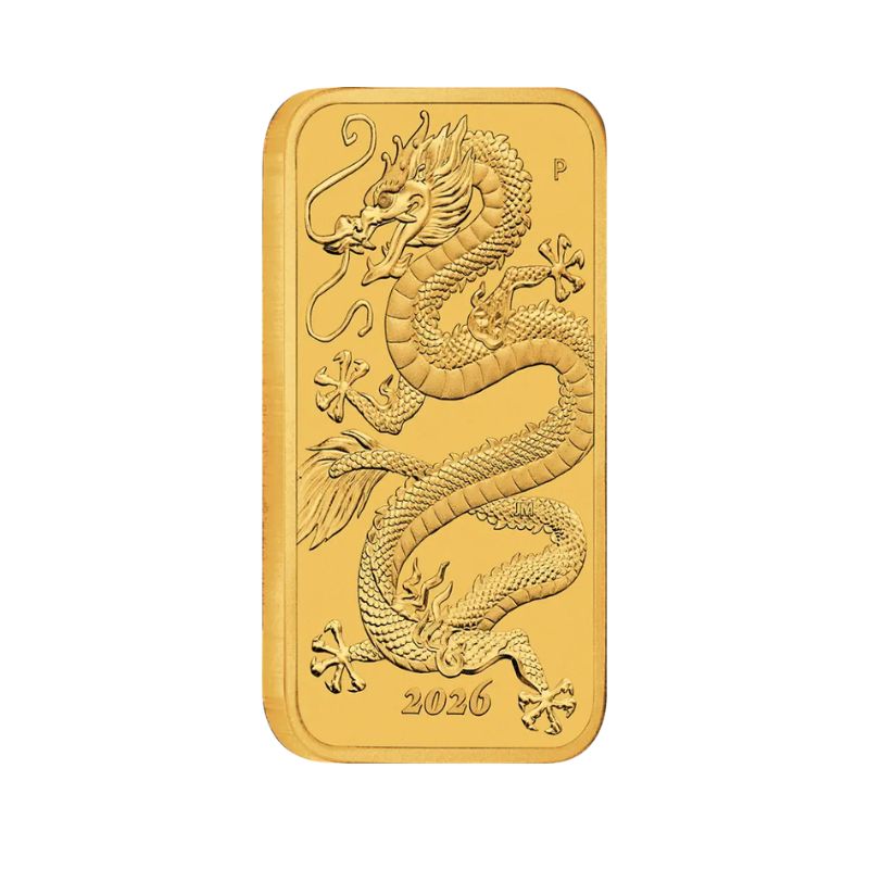 Dragon 1 troy ounce Rectangular gouden munt 2026 - Afbeelding 3